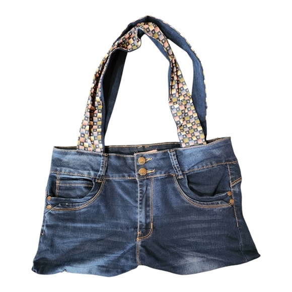 Hailey Made with Love Upcycled Denim Tote Bag - Eco-Friendly Handmade Purse - Picture 1 of 9